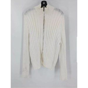 Ralph Lauren Italy Purple Label Men's White Zip-Up Sweater Jacket Size L